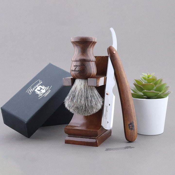 Razor Stand Sustainable Shaving Stand 2 in 1 Brush Razor Stand Holder Wooden Shaving Stand Eco-Friendly Stand Shaving Brush Stand Razor Holder - Zero Waste, 1 Count (Pack of 1)