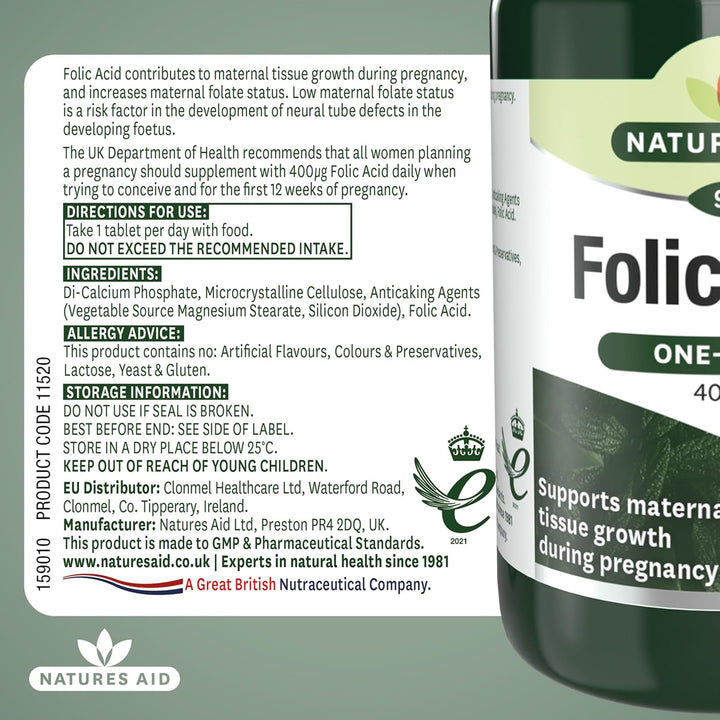 Folic Acid 400Mcg – Supports Prenatal Health, Red Blood Cell Formation, DNA Synthesis – Vegan, Non-Gmo, Gluten-Free – High Potency Natural Supplement – 90 Tablets