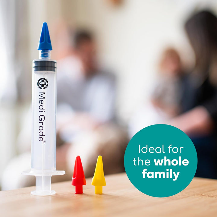 Ear Wax Removal Syringe - Natural Ear Cleaner for Safely Removing Ear Wax at Home - Reusable Ear Cleaning Kit with 3X Family Quad-Spray Safety Tips for Ear Irrigation - Ear Wax Removal Tool