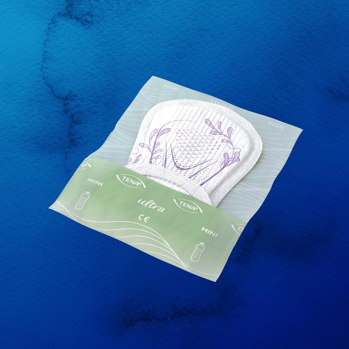 TENA Discreet Ultra Mini, 120 Incontinence Pads (20 X 6 Packs) Individually Wrapped, for Women with Light to Medium Bladder Weakness, Incontinence and Unpredictable Drips (Packaging May Vary)