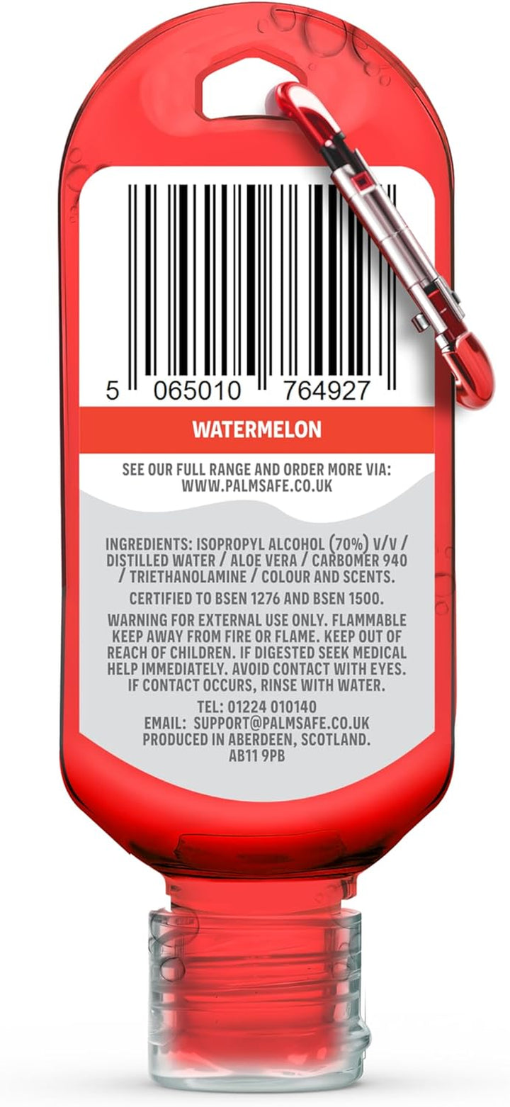 Watermelon 60Ml anti Bacterial Premium Hand Sanitiser Travel Size Refillable Clip Bottle Quick Drying Non Sticky Extra Moisturising Kills 99.9% of Viruses and Bacteria