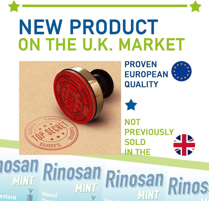 Rinosan Isotonic Nasal Mint Spray - for Allergy, Congestion, Rhinitis, Sinus and Hayfever - Relief for Adults and Kids - Added Eucalyptus, Calcium - 30 Ml