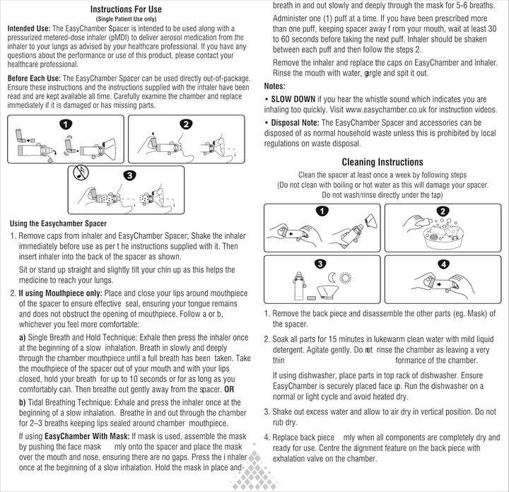 Anti-Static Spacer Device with Adult Mask, Inhaler Chamber, Use with Metered Dose Inhaler, BPA and Latex Free