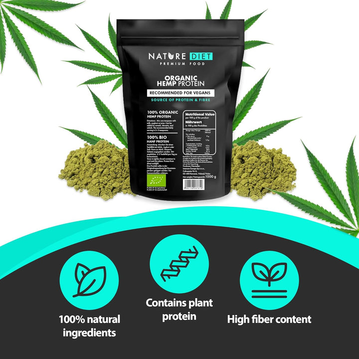 - Organic Hemp Protein 1000G , Vegan , Protein Powder , Plant-Based