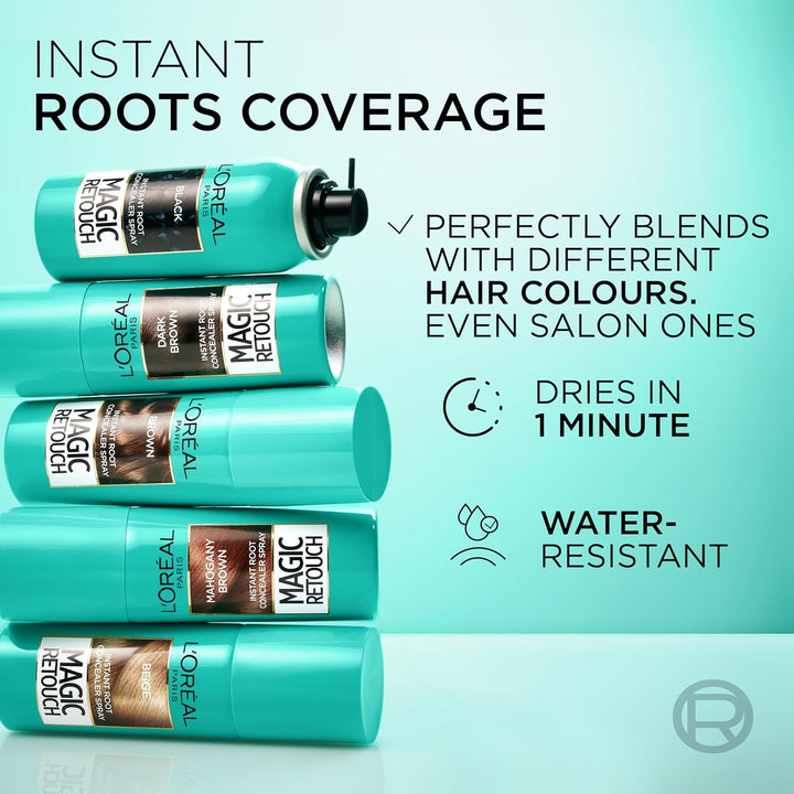 Paris Magic Retouch Instant Root Spray, Dark Brown. Offers Flawless Coverage for Grey Regrowth in 3 Seconds. This 75Ml Spray Provides a Quick, Easy Way to Conceal Roots Perfectly.