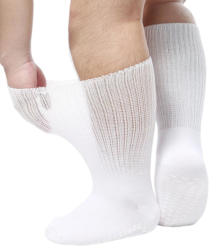 Extra Width Diabetic Socks Men Women Wide Edema Sock for Swollen Feet anti Slip Cast Bariatric Hospital Unisex None Binding Diabetic Hospital with Grip