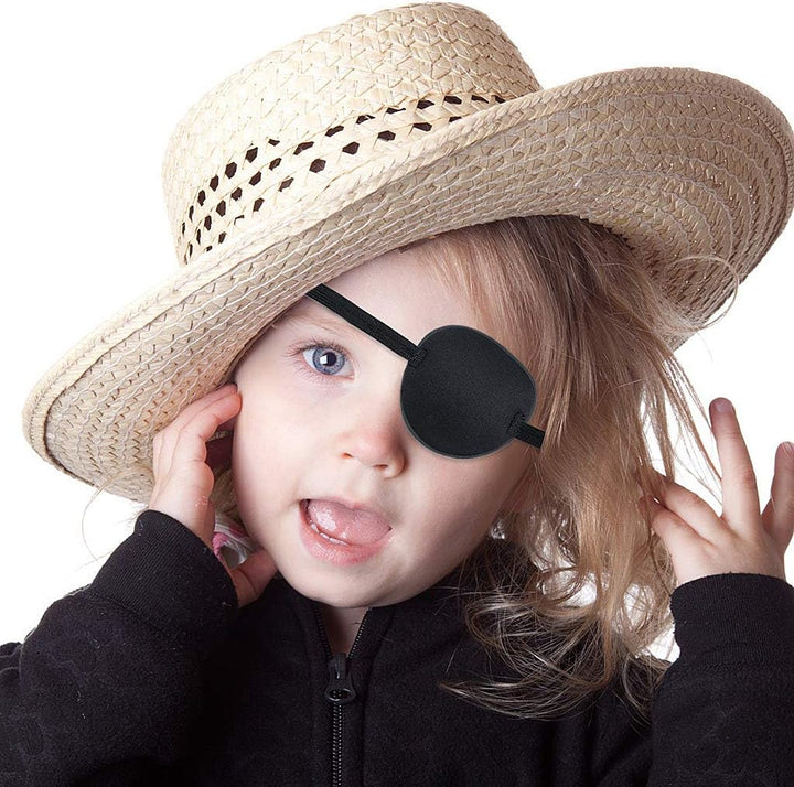 2 PCS Eye Patches, Adjustable Single Eye Patch, Soft and Comfortable Pirate Eye Patches for Adults and Kids for Amblyopia Lazy Eye - Black