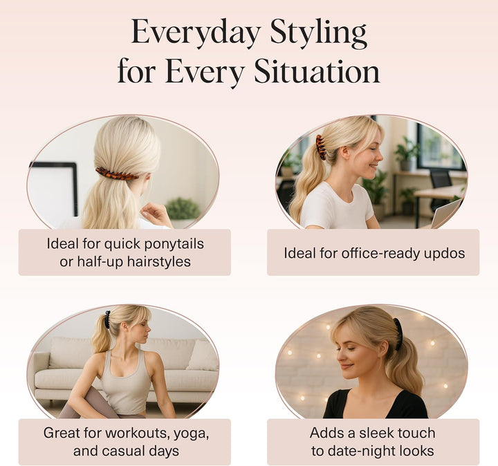 Banana Clip - Secure & Sturdy Large Banana Clips for Women | No Crease, Durable Hair Accessories for Women | Great for Stylish Ponytails & Updo - Black & Tortoise, 2 Pcs