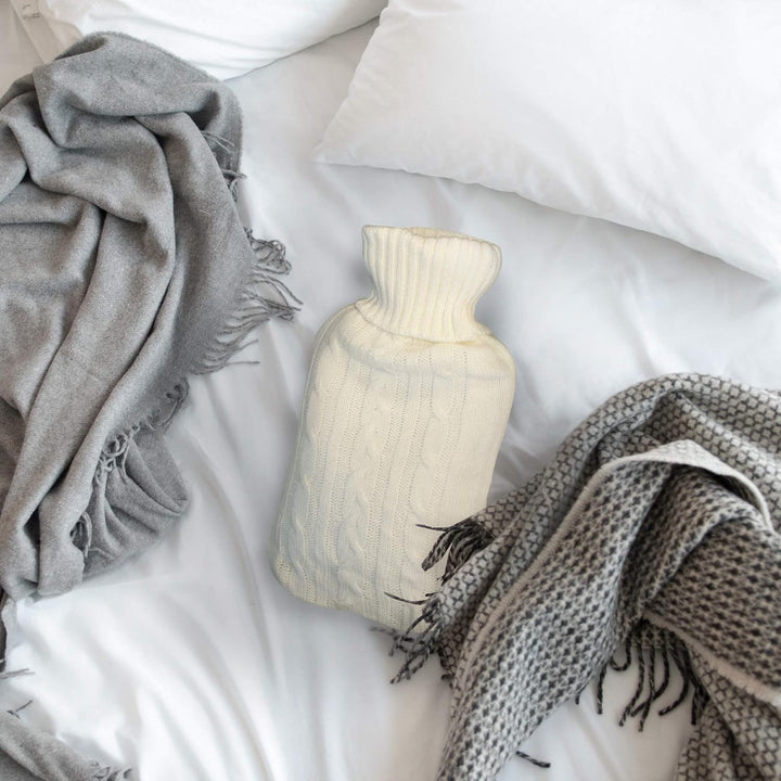 Knitted Cover for Hot Water Bottle, Cream Knitted Insulator, Knitted Winter Accessories, Perfect Xmas/Mother'S Day/Valentine'S Day Gift for Her