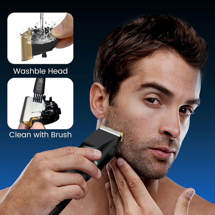 Hair Clippers Men,Professional Hair Trimmer Shaver with LCD Display,Cordless Beard Trimmer Barber Clippers with Ceramic Titanium Blade & Long-Lasting Battery for Men'S Haircuts