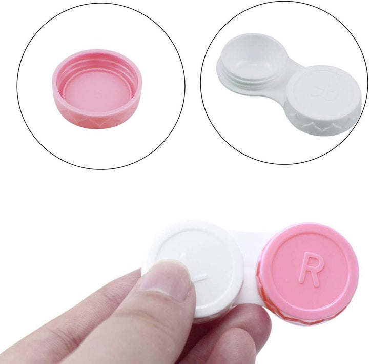 25 Pack Contact Lens Cases Portable Contact Lens Container Contact Lens Soaking Storage Case with L and R Caps, 5 Colors