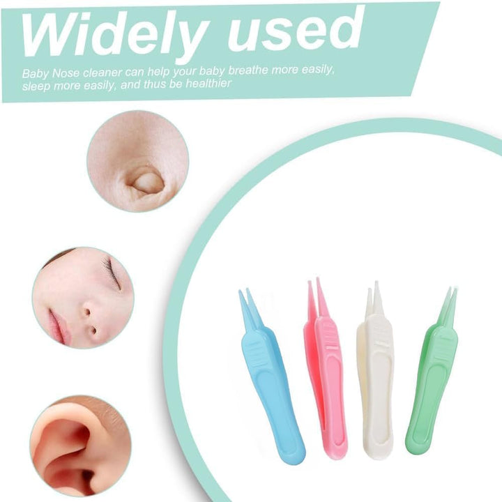 Baby Ear & Nose Cleaning Clip,4 Pcs Plastic Round-Head Nasal Tweezers,Baby Nose Picker for Cleaning the Nasal Cavity,Nose Cleaning Tools,Gentle and Safe