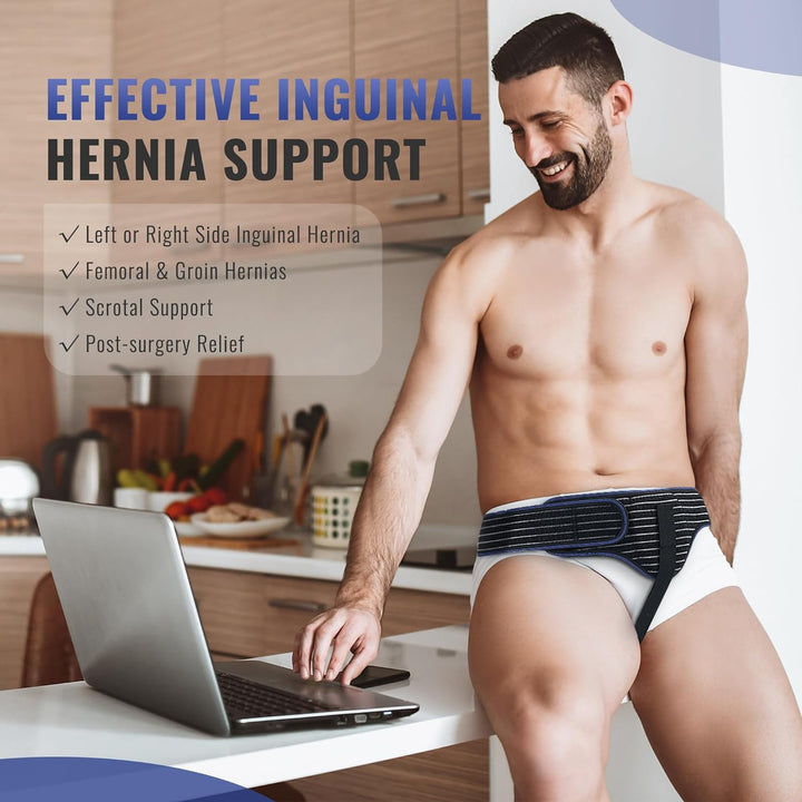 Hernia Belt Truss for Men and Women Left or Right Side Supportive with Removable Compression, Femoral, Comfortable Adjustable Waist Strap Guard
