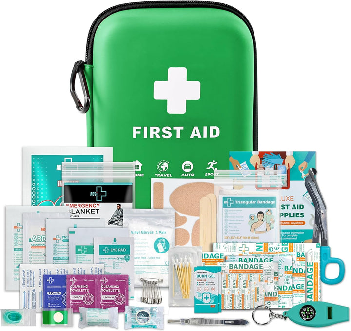 First Aid Kit - 170 Pieces Hard Case and Lightweight - Includes Instant Cold Pack,Emergency Blanket for Travel, Home, Office, Vehicle
