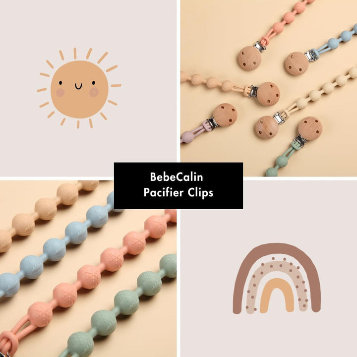 Baby Dummy Clip Girls - 2 Pcs Pacifier Clips and Soother Clips - Silicone Dummy Holder & One-Piece Soother Chains for Babies & Newborns