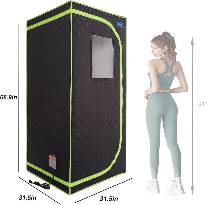 Portable Infrared Sauna,Portable Infrared Sauna,Home Sauna Spa with Heated Feet and Portable Chair with Timed and Adjustable Temperature Settings for Reduce Stress Fatigue Indoor Sauna（Green）