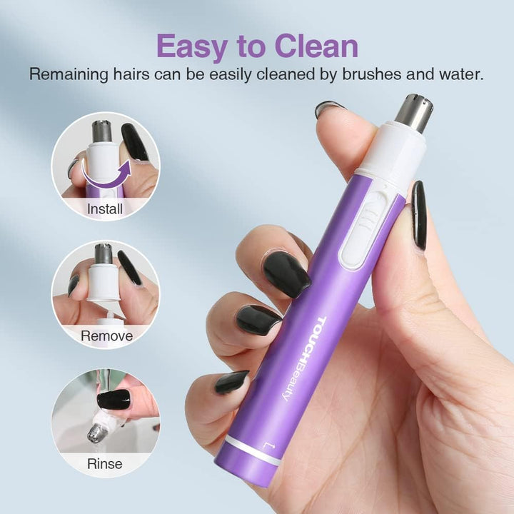 Nose Hair Trimmer for Women,Portable Electric Nose Ear Hair Trimmer,Personal Groomer Hair Removal,Mini Size,Battery Powered,Purple AG-0656