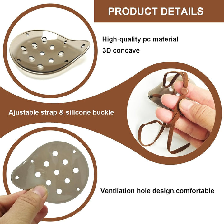 2Pcs Eye Shield after Cataract Surgery Dark Clear Plastic Shield with Brown Elastic Strap,Cataract Eye Protection Patch for Sleeping after Surgery,Reduce the Sensitivity of the Eyes to Light