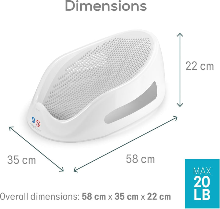 Soft Touch Baby Bath Support -Grey- Water Level Indicator, Non-Slip, Comfortable & Safe for Newborns & Infants up to 6 Months