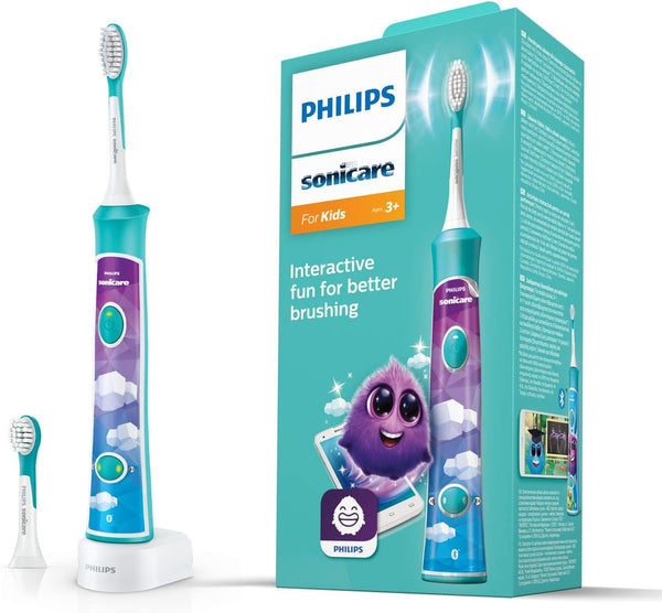 Sonicare for Kids Electric Toothbrush HX6322 / 04, with Sound Technology, for Children, Gentle Cleaning, Turquoise