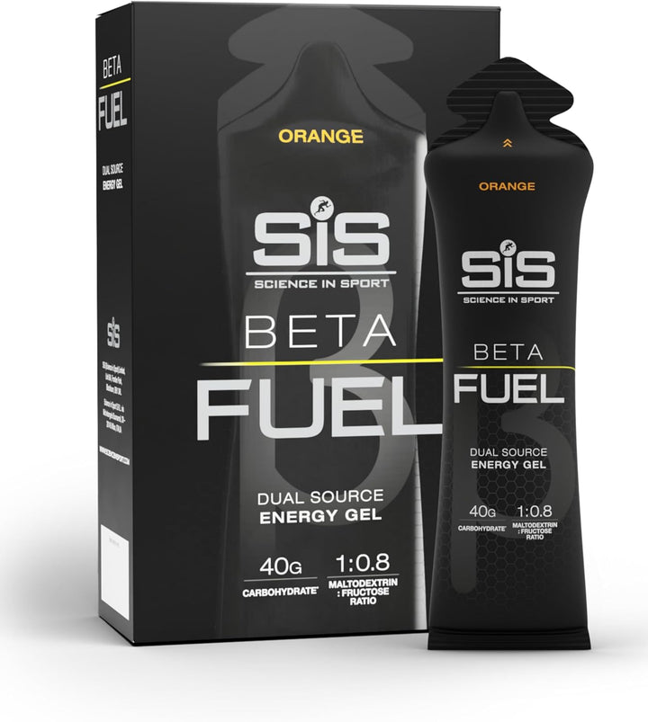 Beta Fuel Gels Dual Source Energy Gel, Orange Flavour, 40G of Carbs per Pack, 60 Ml Pack (6 Pack)