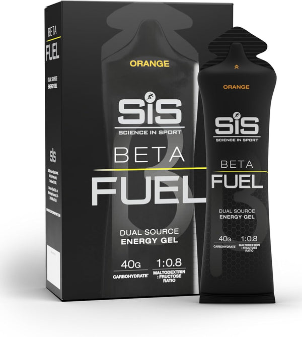 Beta Fuel Gels Dual Source Energy Gel, Orange Flavour, 40G of Carbs per Pack, 60 Ml Pack (6 Pack)