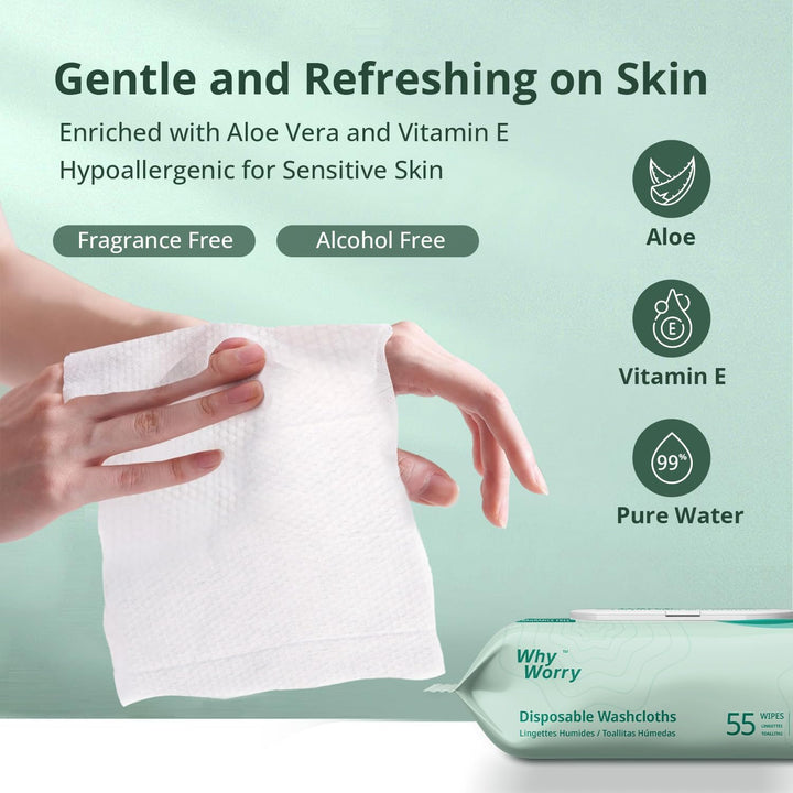 Wet Wipes for Adults, Extra Large 20X30 Cm Body Cleaning Wipes for Elderly Care & Incontinence Cleansing, Extra Thick Adult Washcloths Disposable with Aloe & Vitamin E, Unscented, 220 Count