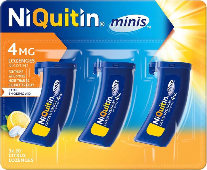 4Mg Minis Citrus Lozenges - Citrus Flavour (3 X Pack of 20 Minis Nicotine Lozenges) - Smoking Craving Relief in Just 3 Minutes* - on the Go Oral Stop Smoking Aid - Pocket Sized Containers.