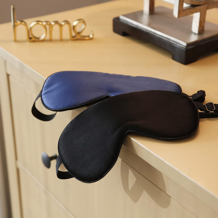 100% Natural Mulberry Silk Eye Mask for Sleeping with a Travel Pouch, Both Sides 19 Momme Organic Silk, Adjustable Sleep Eye Mask for Women, Green-Floral