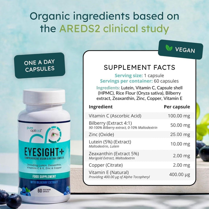 Eyesight plus AREDS2 Eye Supplement - Eye Health Capsules with Lutein, Zeaxanthin & Bilberry (60-Day Supply)