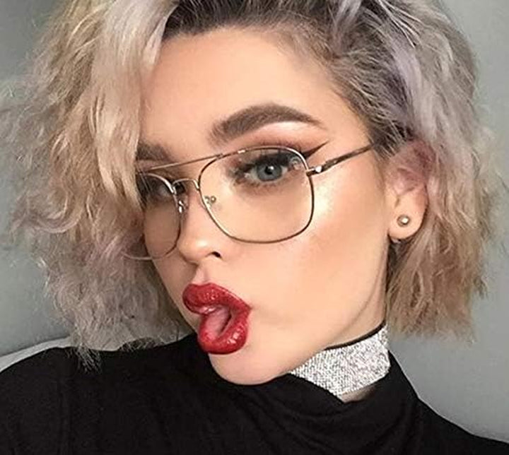 TECH-LINE-DIRECT Vintage 2019 Gold Metal Frame Eyeglasses Mens Womens Sun Glasses Retro Square Optical Lens Eyewear Nerd Clear Lens Glasses