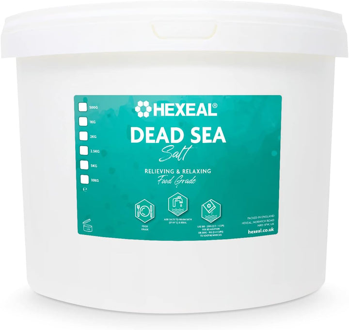 Dead Sea Salt 10Kg – 10Kg Bucket of Food Grade Coarse Dead Sea Salt for Soothing Baths, Beauty & Cosmetics – 100% Natural Salts for Bathing & Relaxation