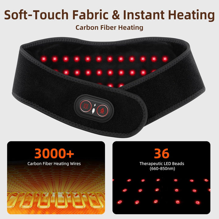 Neck Heating Pad for Pain, Cordless Neck Massager with Heat, Wrap with 660Nm 850Nm Red Light Heats, 3 Levels Heat & Massage Neck Warmer Brace