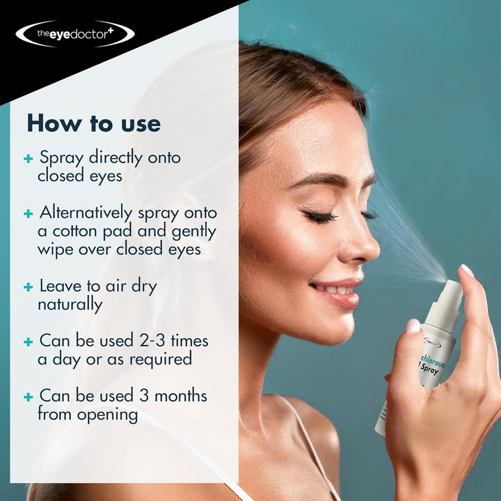 Hypochlorous Eyelid Cleansing Spray - Hypoallergenic with Antibacterial Properties for Use with Dry Eye, Blepharitis & MGD - Preservative & Alcohol Free, Contact Lens Friendly, 100Ml