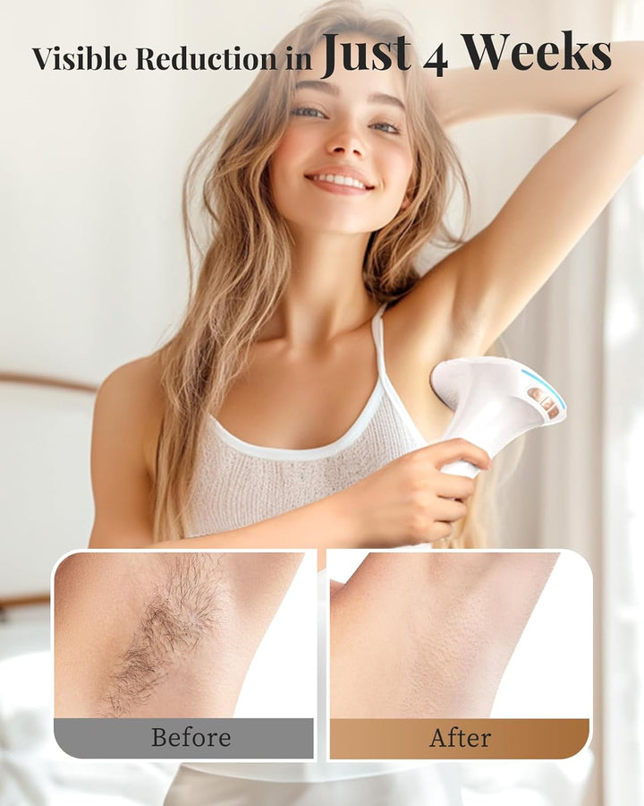 IPL Laser Hair Removal Device with 3-In-1, Faster, Salon Quality Result, at Home IPL Laser Hair Remover Machine for Women and Men, Face, Bikini Line, Body, Leg, Armpit, 9 Level, White Gold