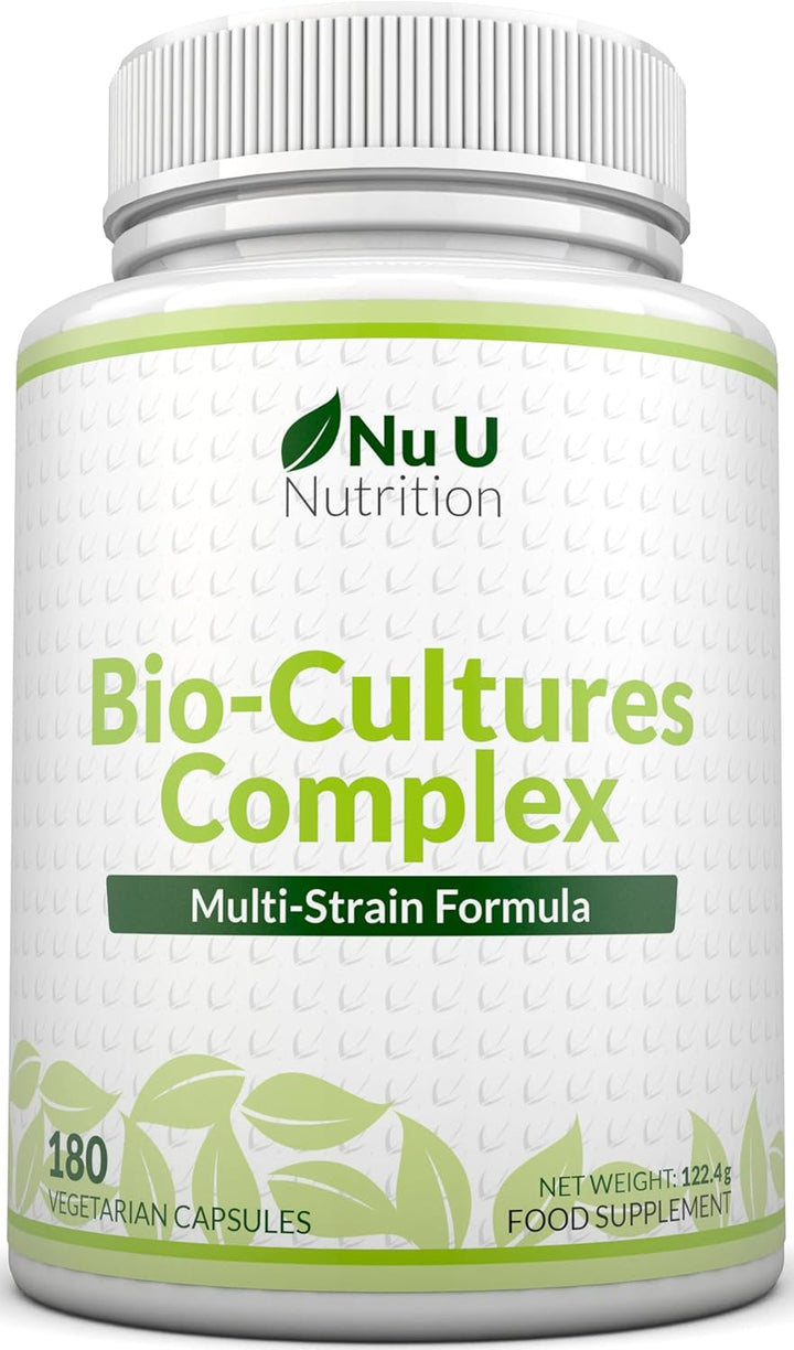 Bio-Cultures Complex - 180 High Strength Capsules - Lactobacillus Acidophilus, Rhamnosus & Bifidobacterium - 6 Month Supply - Gentle Vegetarian Multi-Strain Formula for Men & Women -