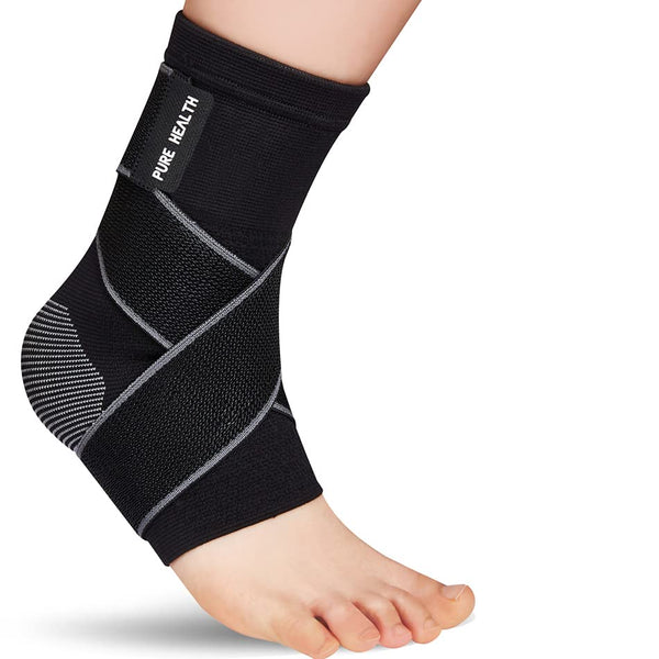 Ankle Support for Ligament Damage Sprained Ankle, Achilles Tendonitis Foot & Plantar Fasciitis Support Strap, Heel Pain Relief & Wrap for Compression (Black, M)