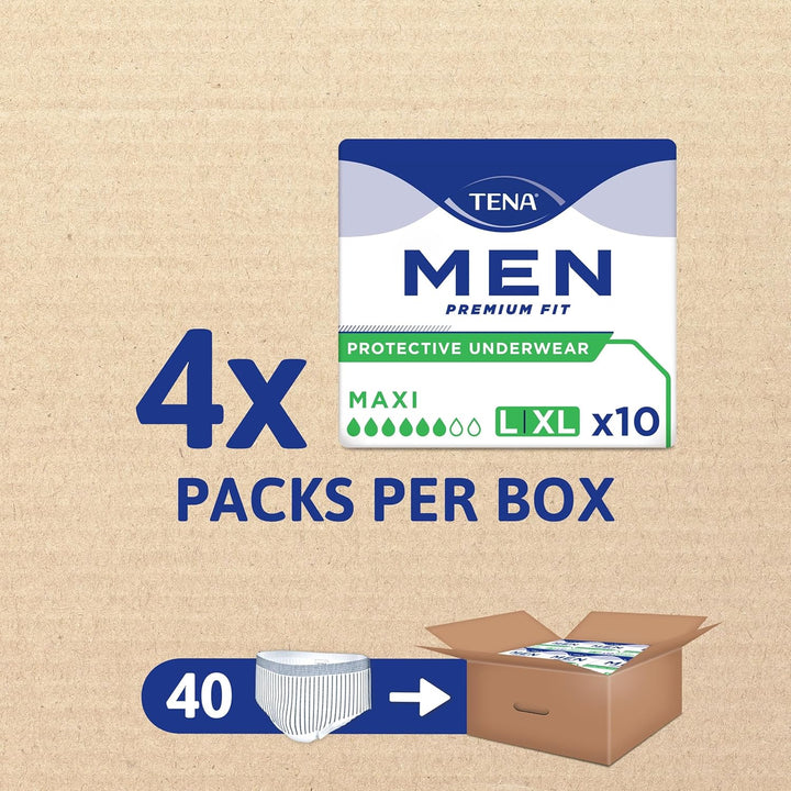Men Protective Underwear, Large, Level 4 for Heavy Bladder Weakness, 40 Pairs of Incontinence Pants (10 X 4 Packs) for Men, with a Masculine and Discreet Style