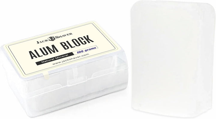 Natural Alum Block in Plastic Case (100 G./3.5 Oz.) Aftershave Blood Stopper Antiseptic Astringent Soothing Solution for Shaving Razor Burn Relief