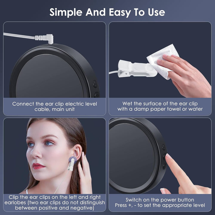 Vagus Nerve Stimulation Device with Ear Clips,Sleep Aids Witn 20Min Timer Function for Adults,Calm Carry Device for Insomnia Sleep with 3 Modes & 28-Level Adjustment