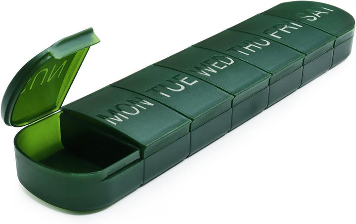 Weekly Pill Organiser 7 Day, Large Pill Box 1 Time a Day, Travel Friendly Daily Pill Containers to Hold Medicine Vitamins Fish Oil Supplements (Black)