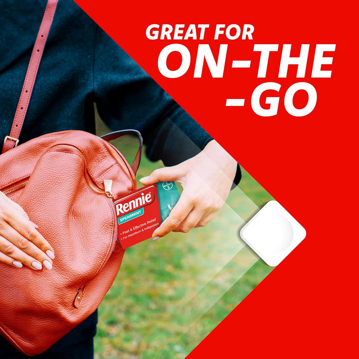 Spearmint Flavour Antacid, Heartburn and Indigestion Chewable Tablets, 1 Pack of 96 Tablets - Gets to Work in 60 Seconds for Fast and Effective Heartburn Relief