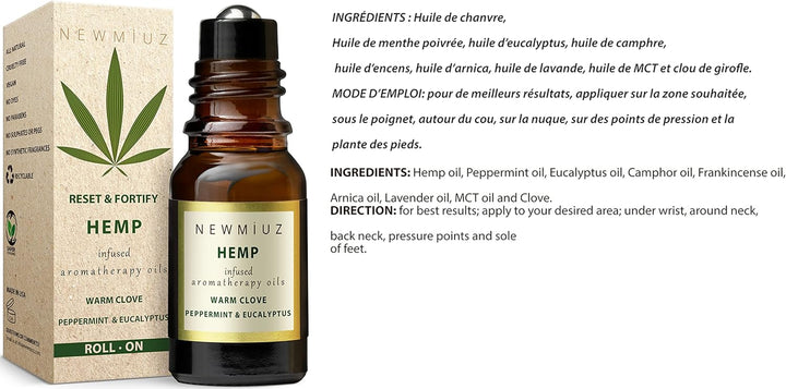 Migraine Stick Headache Roll on 300Mg Hemp Peppermint Eucalyptus Clove & Arnica Aromatherapy Grade Essential Oils for Eaze Head Destress Gifts for Women Perfect Stocking Stuffers