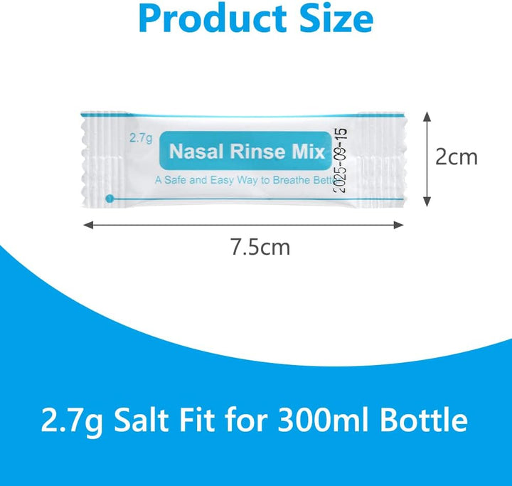 Nasal Rinse Salt, 120 Packs Nasal Irrigation Salt, Cleaning Mix Portable Sinus Rinse Salt, Natural Nasal Sinus Rinse Refill Packets Sinus Relief, Nose Wash Salt for Nasal Wash Irrigation