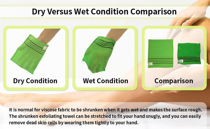 Asian Exfoliating Bath Washcloth - Red - Green GOLDSANGSA, 8 Count (Pack of 1)