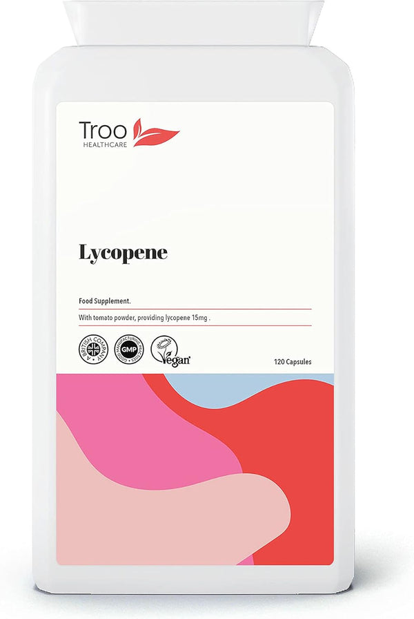Lycopene Supplement 15Mg - 120 Capsules - 150Mg Tomato Powder Providing High Strength 15 Mg Lycopene per Vegan Capsule - up to 4 Month Supply - UK Made to GMP Standards