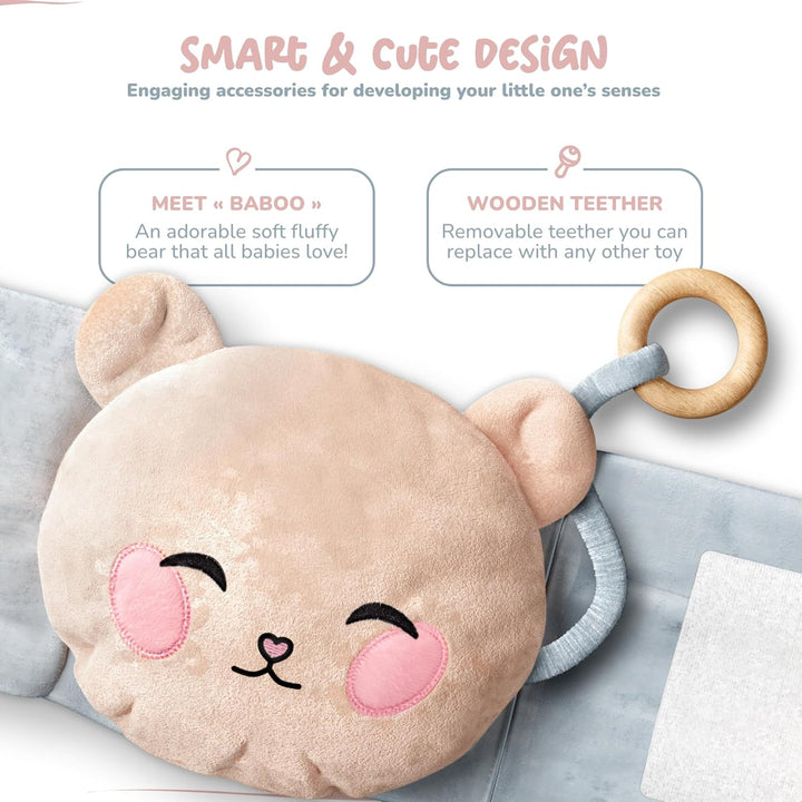 Baby Colic & Gas Relief Heating Tummy Wrap Blue - Hot & Cold Clay Pack for Bruises & Gassy Belly - Ukca-Certified - Wooden Teether, Soft Plush Swaddle Band, Premium Belt for Infant Newborn