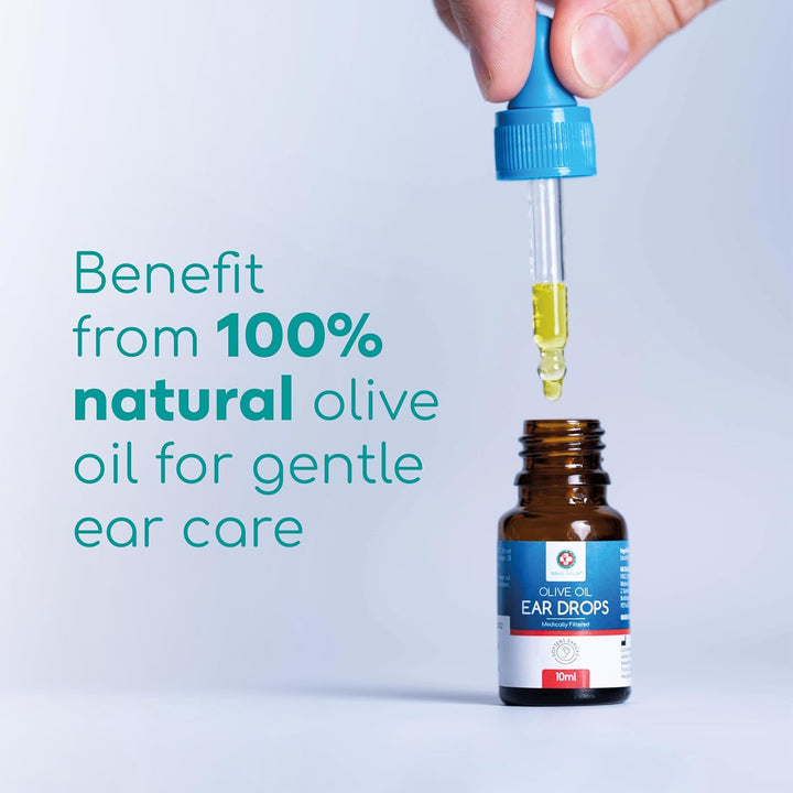 Olive Oil Ear Drops for Wax Removal and Blocked Ears, 10Ml - 100% Natural Ear Wax Removal Drops with Pipette Dropper Softens and Removes Hardened Earwax Buildup - Advanced Ear Wax Drops