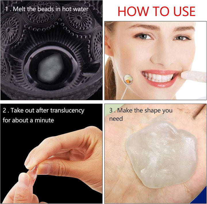 Temporary Tooth Repair Kit Fix Broken Teeth Dental Repair Kit Tooth Bead Tooth Filling Replacement False Teeth Adhesive Thermal Fitting Beads Tooth Veneer for Missing Cracked Chipped Chipped Tooth