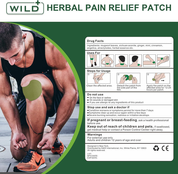 Knee Pain Relief Patches, 40PCS Natural Knee Patch for Pain Relief, Wormwood Herbal Pain Relief Patches Heat Patches for Knee/Back/Neck/Shoulder/Joint Pain, Muscle Soreness